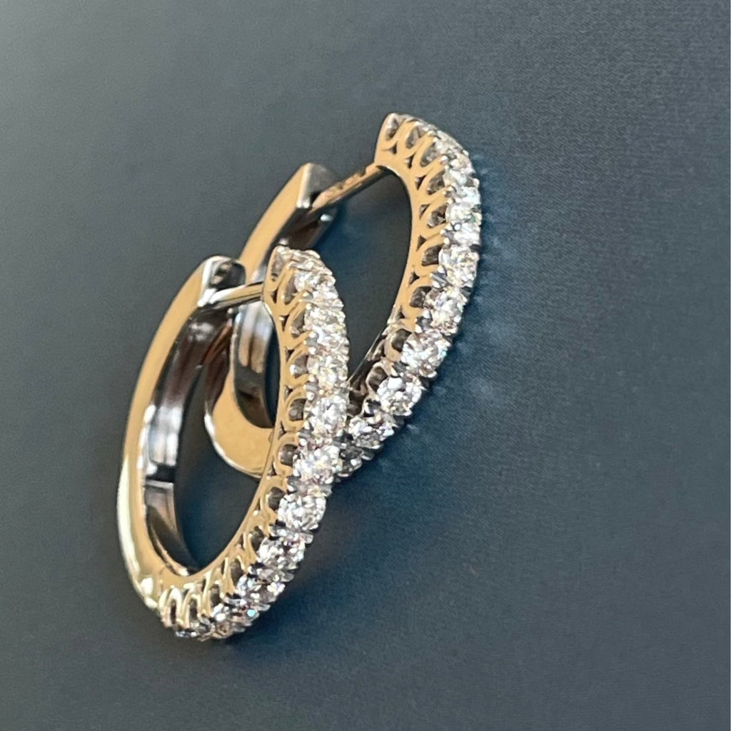 1ct DIAMOND HOOPS Earrings IN 18CT WHITE GOLD