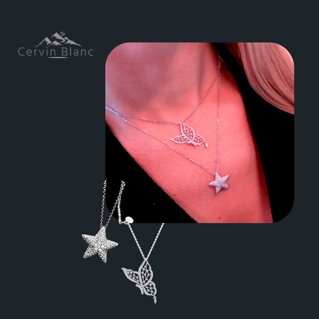 18ct Yellow gold diamond butterfly necklace with charm 0.70ct