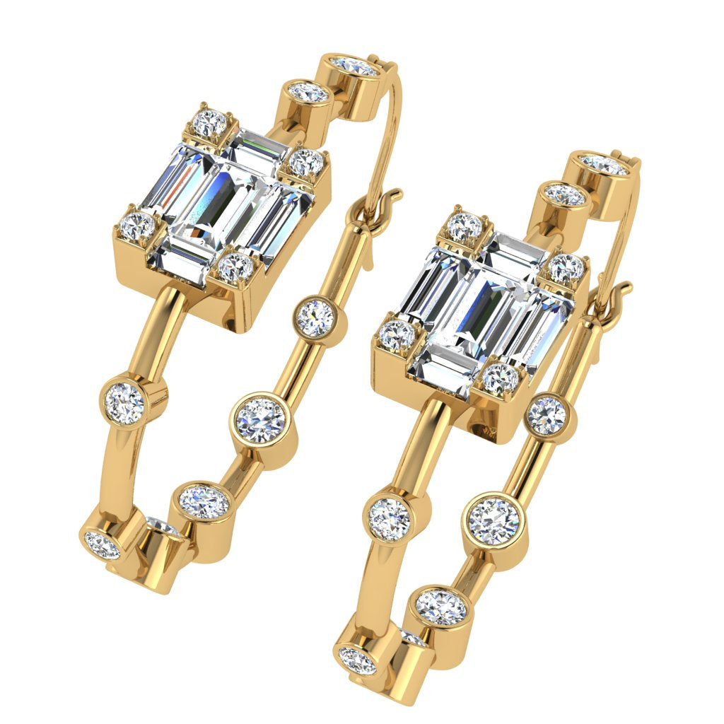 Yellow gold inside out diamond earrings