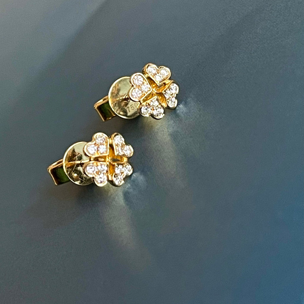 DIAMOND CLOVER Earrings STUDS IN 18CT GOLD