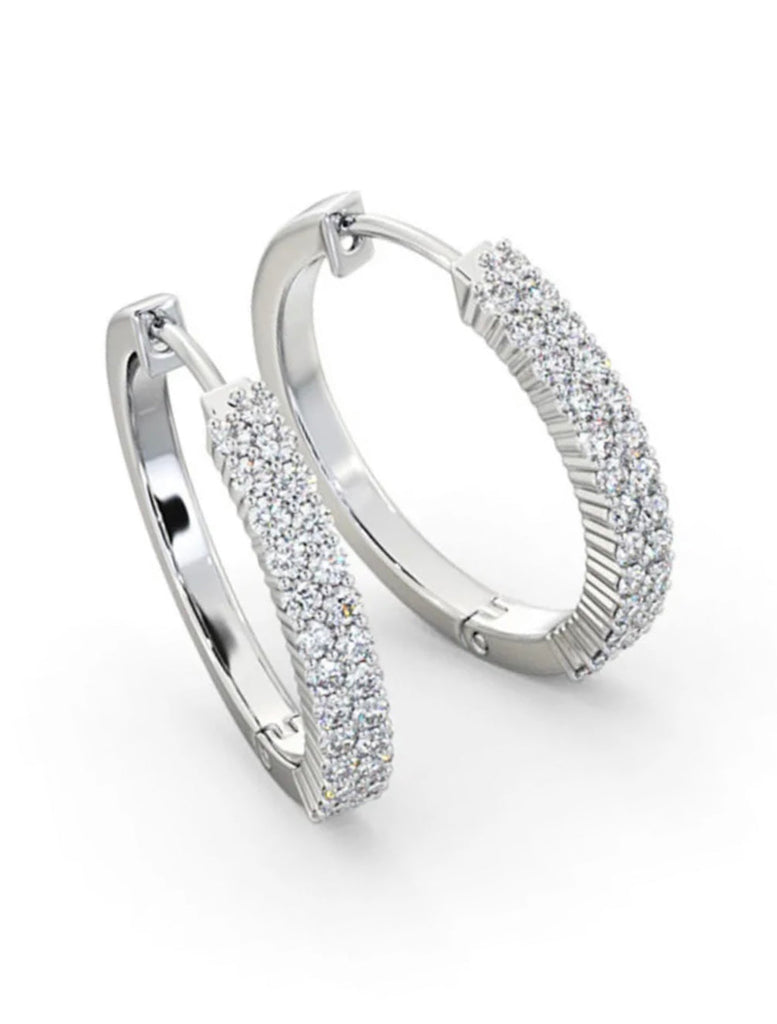 1ct Diamond Earrings Hoops 18ct White Gold