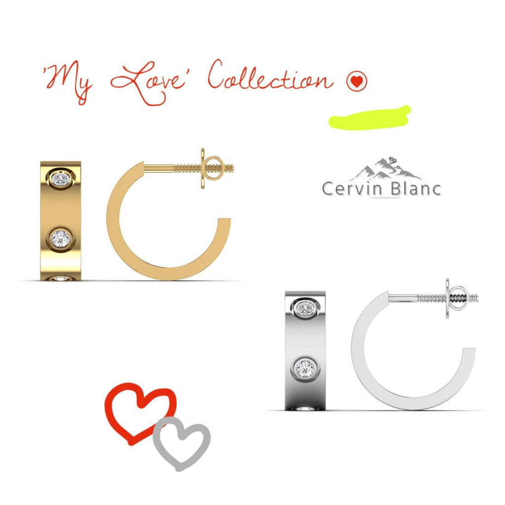 18ct Yellow Gold Half Hoop diamond earrings ‘You & I’