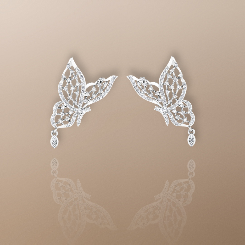 18ct white gold earrings, diamond earrings, butterfly earrings, half carat earrings, luxury jewellery, special occasion gift