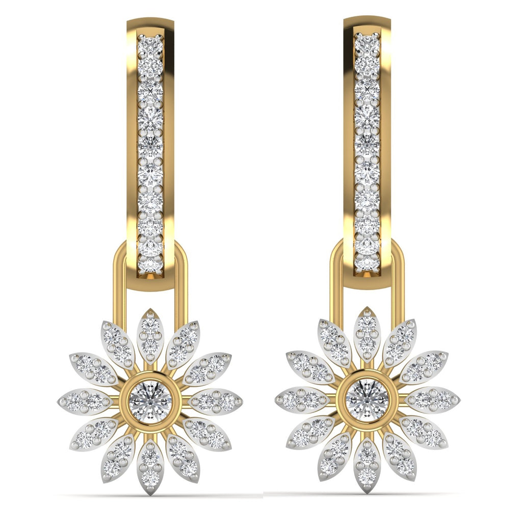 18ct yellow gold diamond hoops, removable charm, versatile, classic design, sparkling diamonds