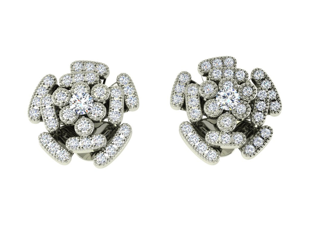 18ct white gold earrings, alpine rose diamond studs, handcrafted jewelry, timeless design, luxury earrings, diamond earrings, exceptional cut and clarity, statement earrings, gift for her, high-quality craftsmanship