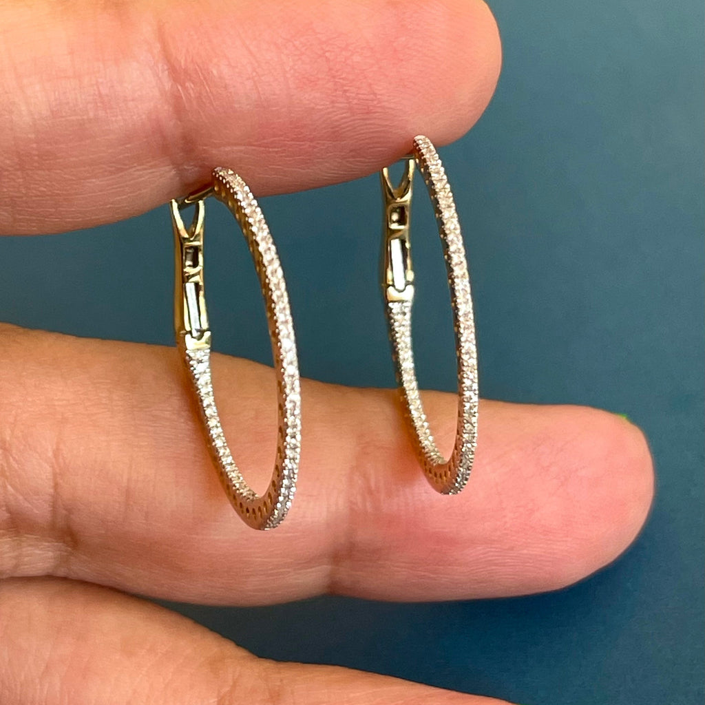 Diamond Earrings 0.50ct inside out Hoops 18ct Yellow Gold