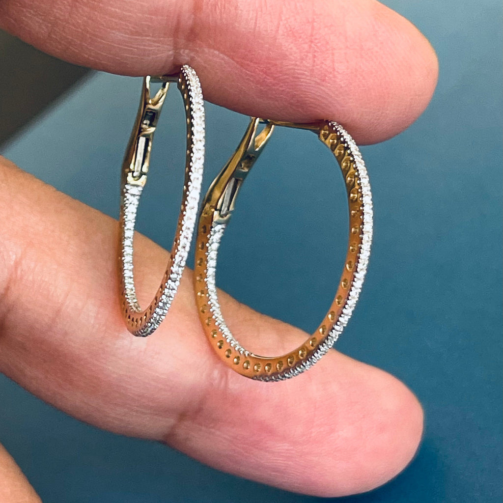 Diamond Earrings 0.50ct inside out Hoops 18ct White Gold