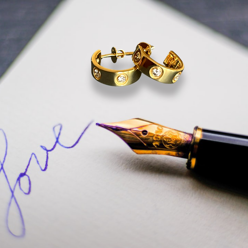 18ct Yellow Gold Half Hoop diamond earrings ‘You & I’