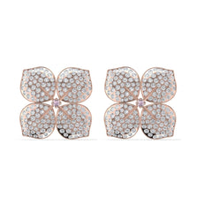 18ct Rose Gold Hydrangea Flower Diamond Earrings 1.60ct