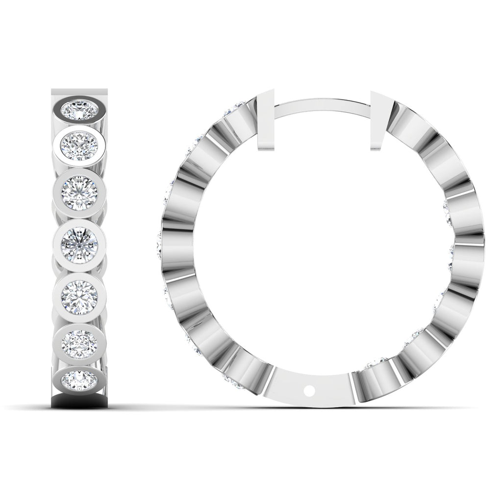 18ct White Gold inside out diamond Hoop earrings 1.20ct