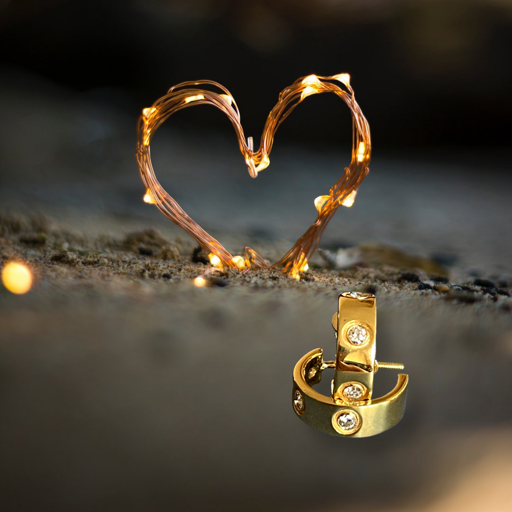 18ct Yellow Gold Half Hoop diamond earrings ‘You & I’