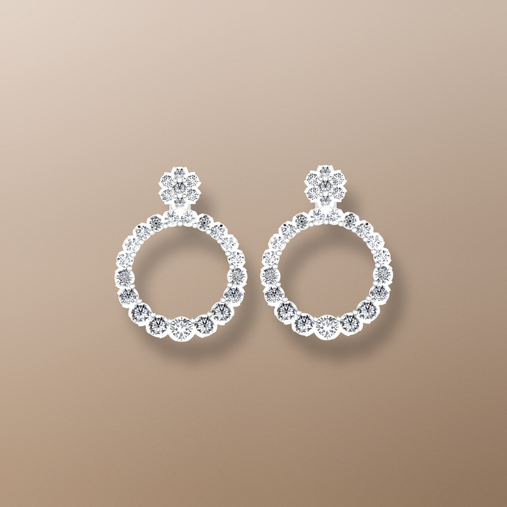 18ct White Gold Diamond Circle Earrings 1ct