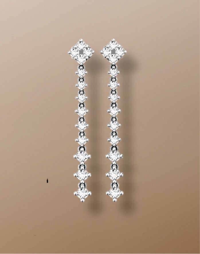 18ct Gold Diamond Tennis Earrings, 0.85ct, long drop, brilliant-cut diamonds, luxury, elegance, special occasions, high-quality, hand-selected, sparkle, sophistication, accessory, beauty