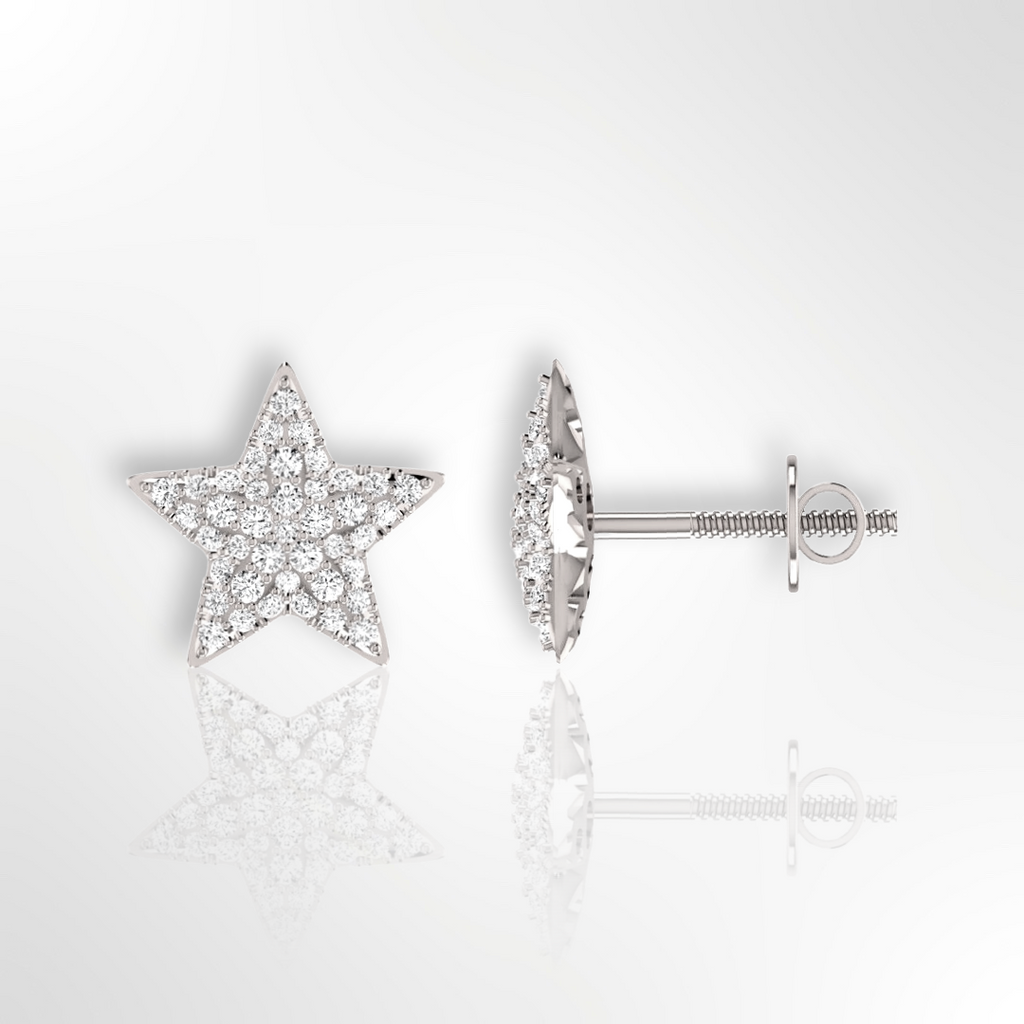 18ct white gold diamond star earrings