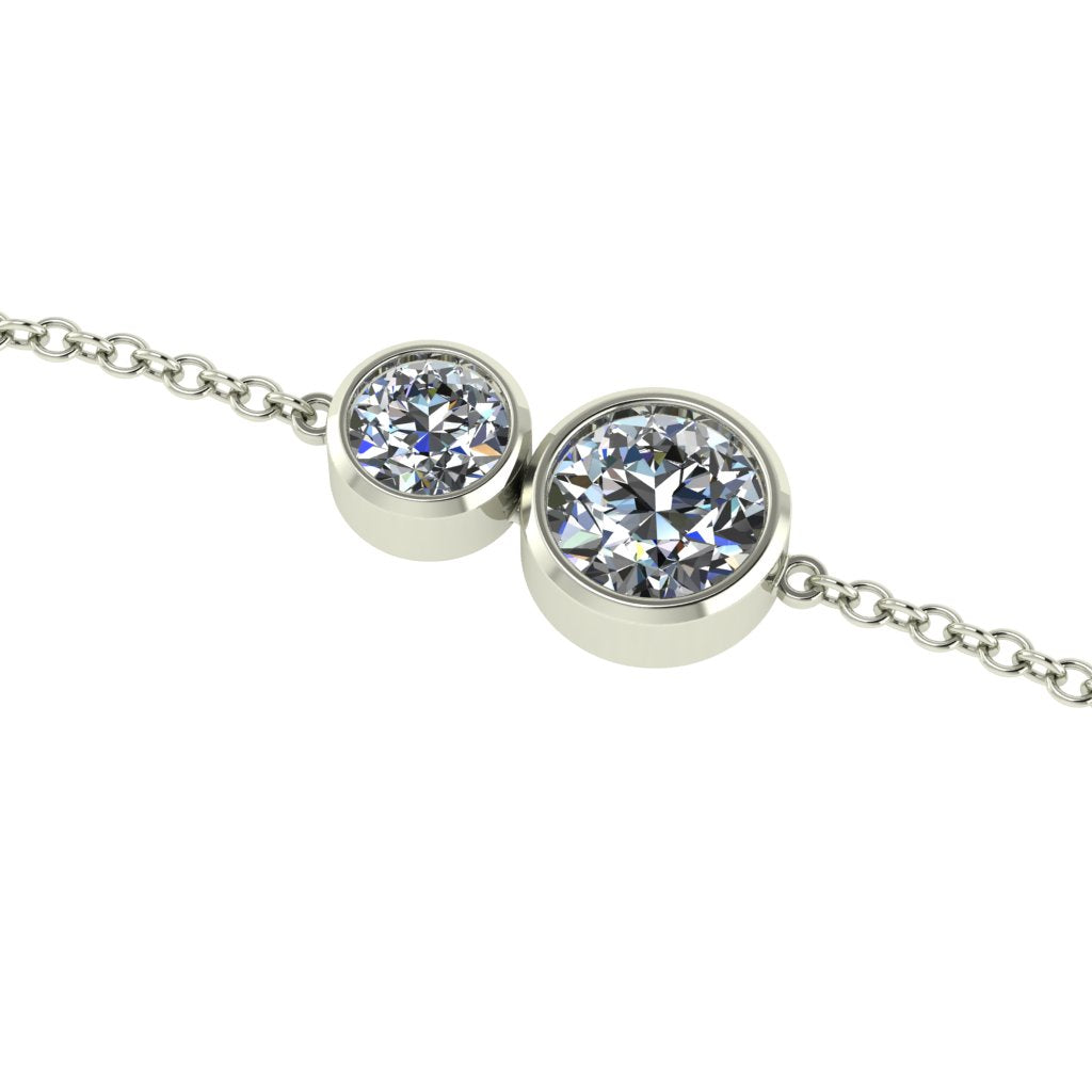 18ct White Gold “You & I” Diamond Bracelet- Skinny