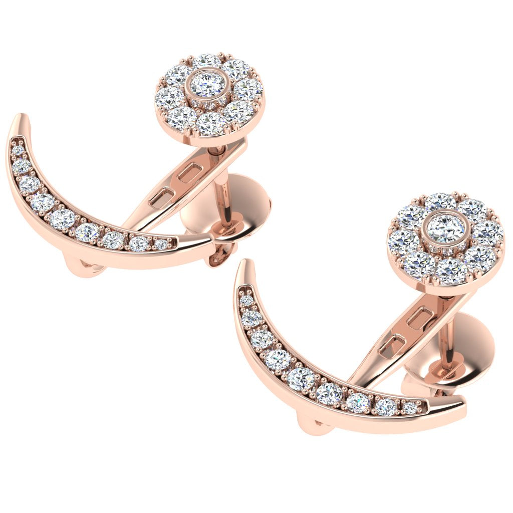 Rose gold diamond jacket earrings