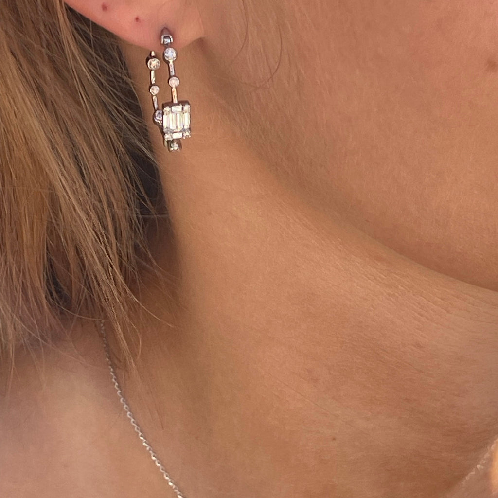 White Gold inside out diamond earrings