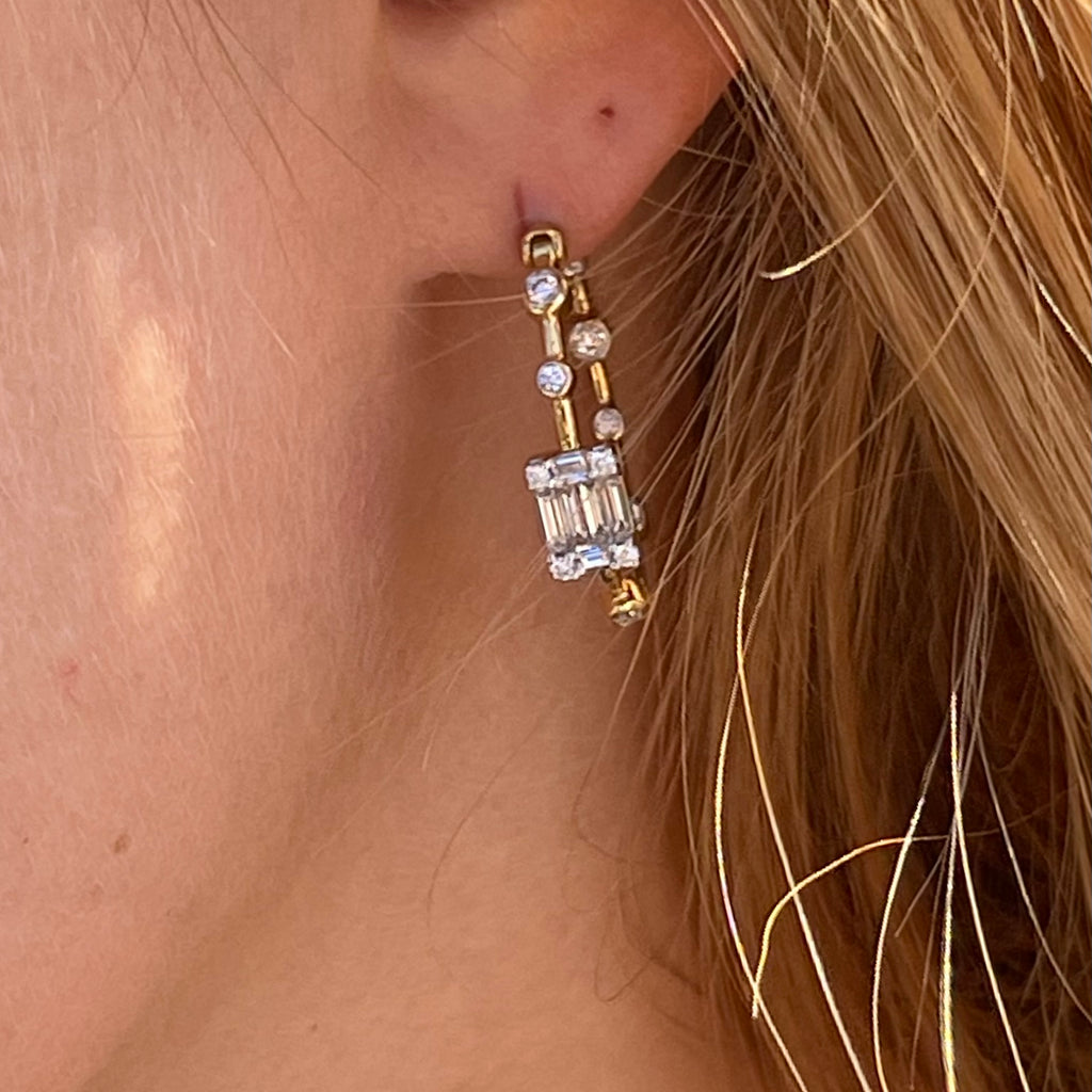 White Gold inside out diamond earrings