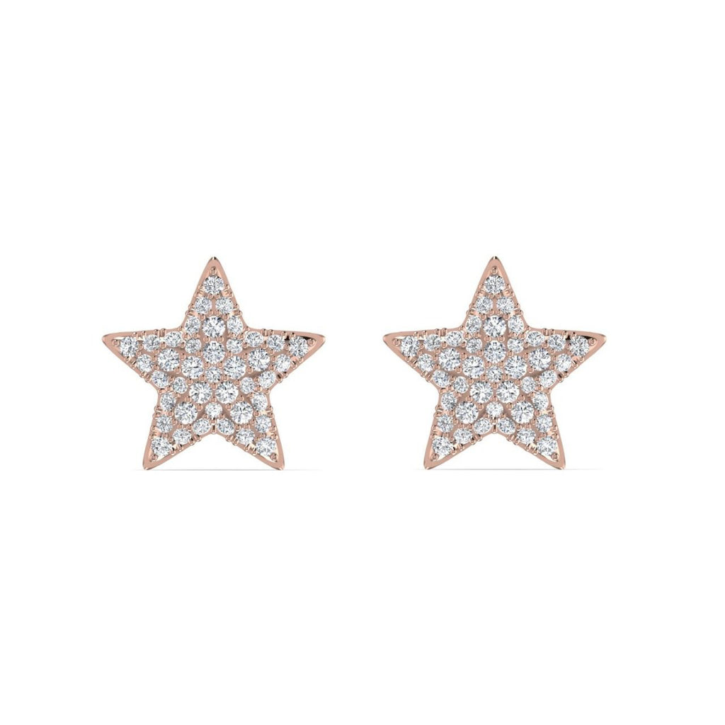 18ct rose gold earrings, diamond earrings, star-shaped earrings, luxury jewelry, handcrafted earrings,