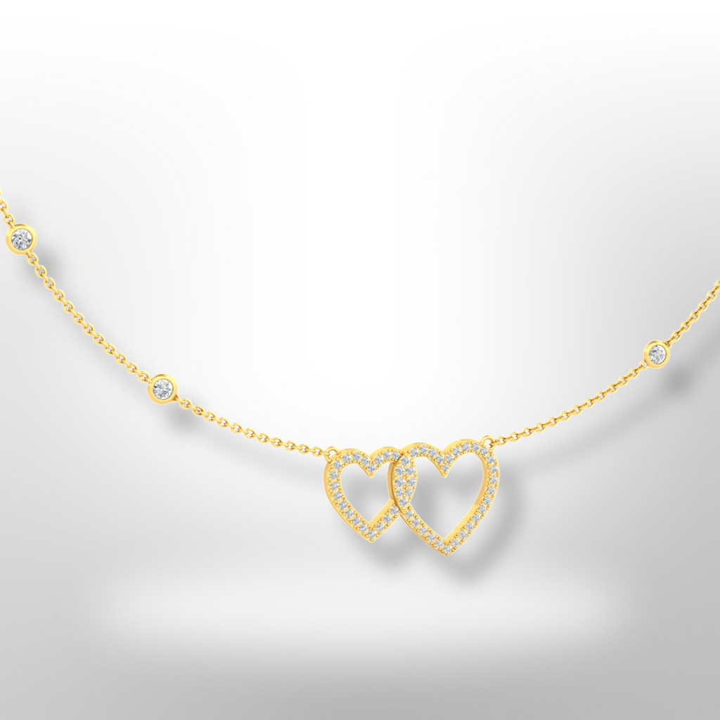 18ct yellow gold diamond heart necklace