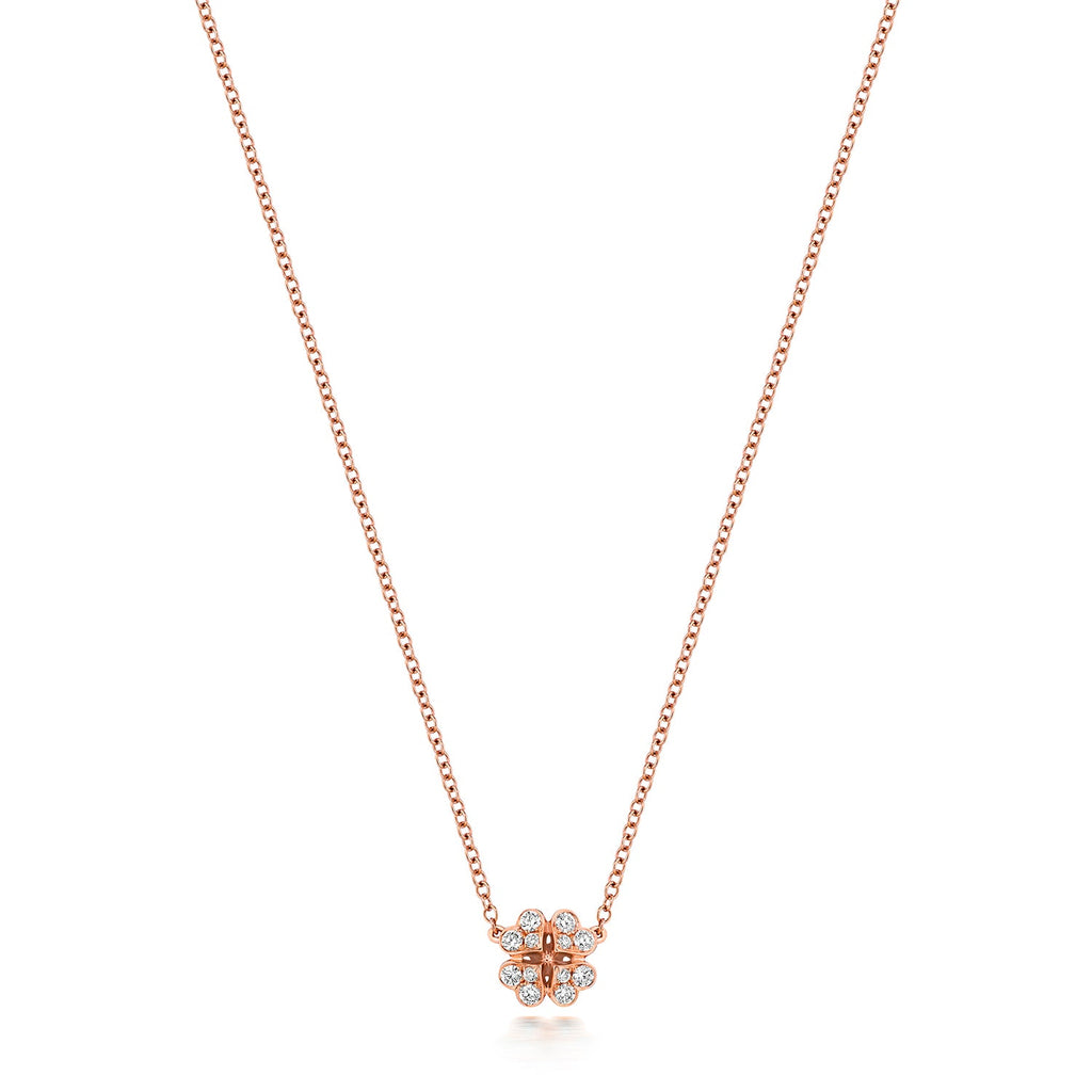 DIAMOND CLOVER NECKLACE IN 18CT ROSE GOLD