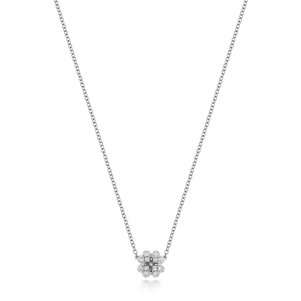 DIAMOND CLOVER NECKLACE IN 18CT WHITE GOLD