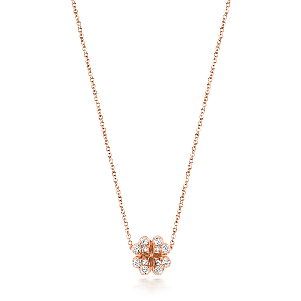 DIAMOND CLOVER NECKLACE IN 18CT ROSE GOLD