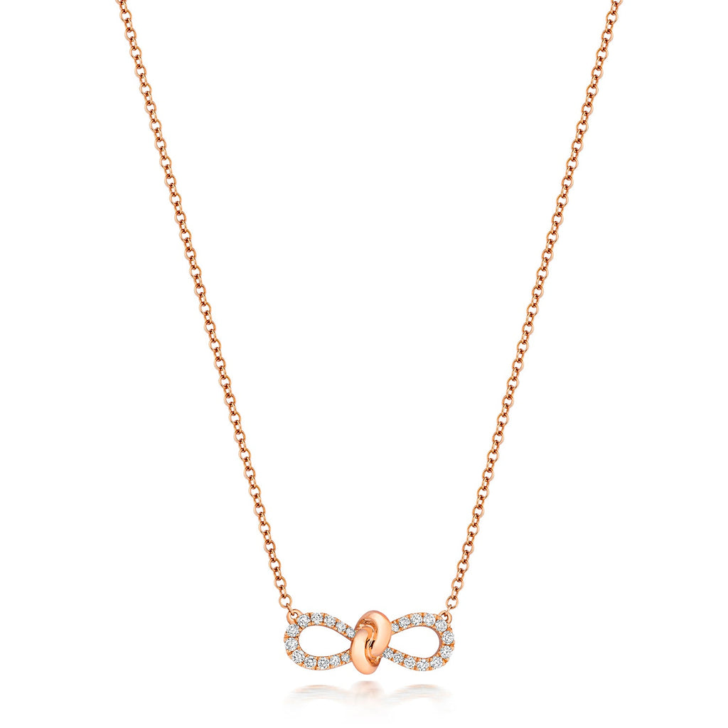 DIAMOND BOW Ribbon NECKLACE IN 18CT ROSE GOLD