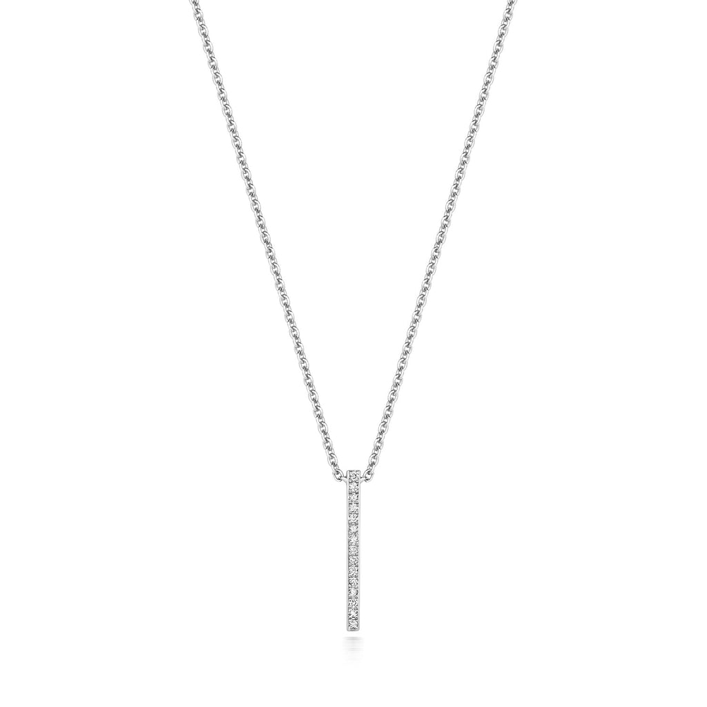 DIAMOND BAR NECKLACE IN 9CT WHITE GOLD