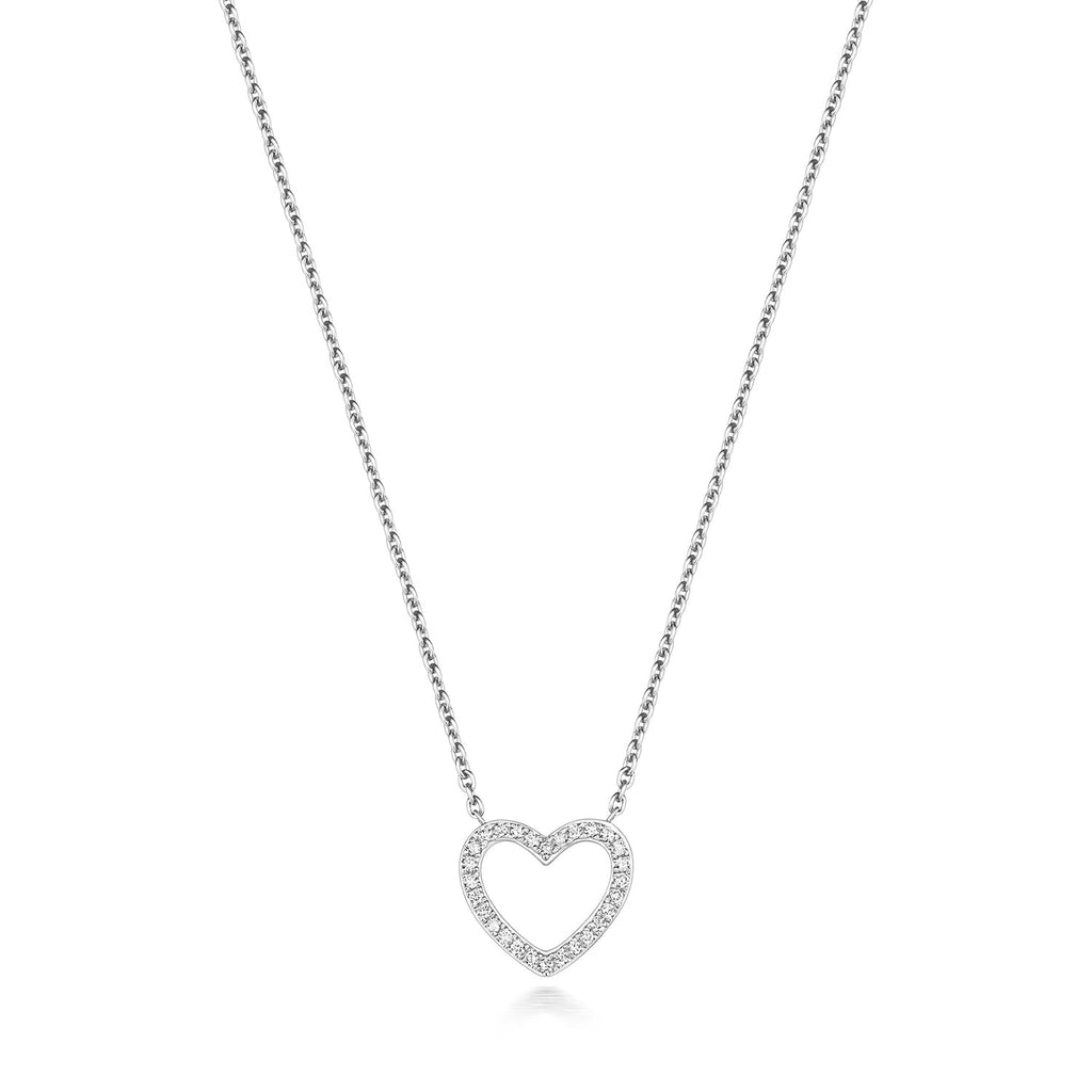 DIAMOND HEART NECKLACE IN 18CT WHITE GOLD