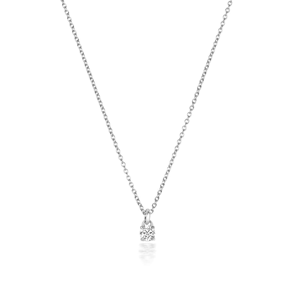NDQ149W - DIAMOND 4 CLAW NECKLACE IN 18 CT WHITE GOLD