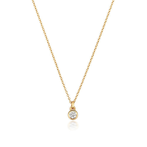 YELLOW GOLD DIAMOND RUBOVER NECKLACE IN 18CT GOLD