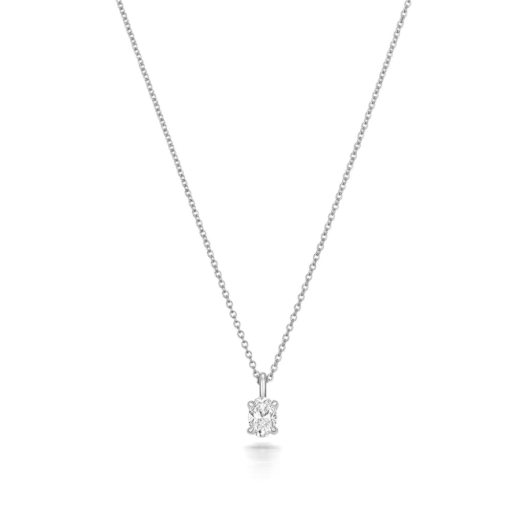 DIAMOND OVAL CUT NECKLACE IN 18CT WHITE GOLD