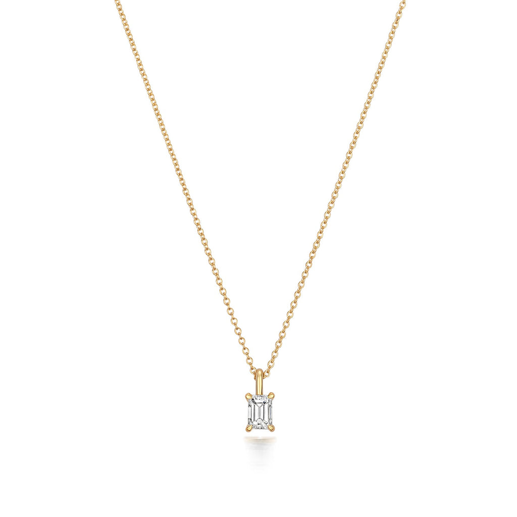 DIAMOND EMERALD CUT NECKLACE IN 18CT GOLD