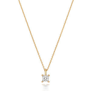 DIAMOND PRINCESS CUT NECKLACE IN 18CT GOLD