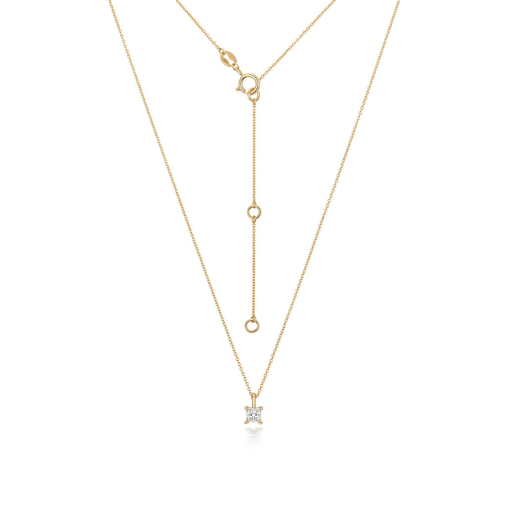 DIAMOND PRINCESS CUT NECKLACE IN 18CT GOLD