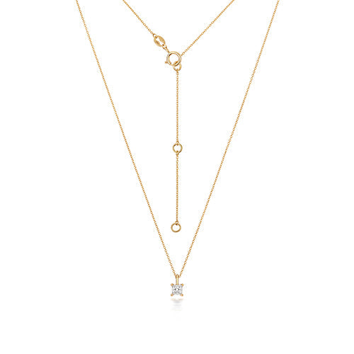 DIAMOND PRINCESS CUT NECKLACE IN 18CT GOLD