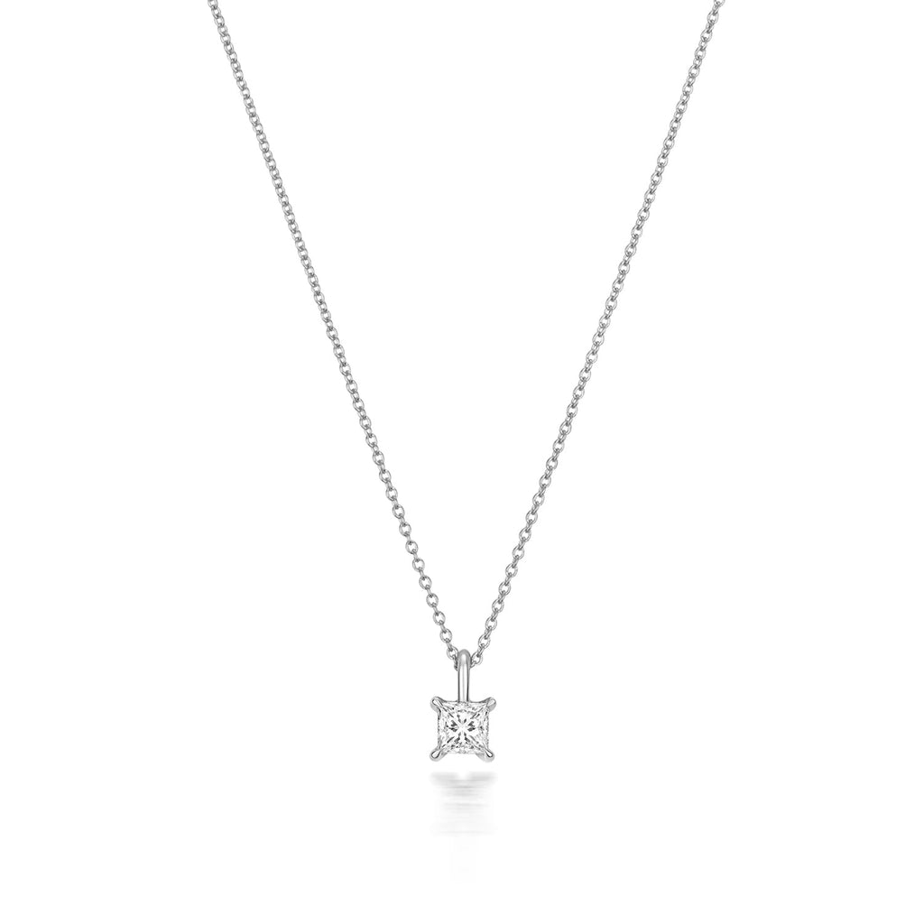 DIAMOND PRINCESS CUT NECKLACE IN 18CT WHITE GOLD
