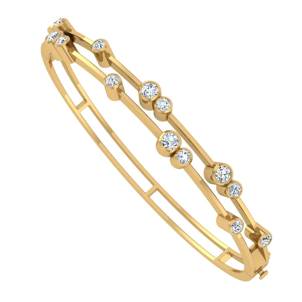 Yellow Gold Dewdrop Diamond Bangle