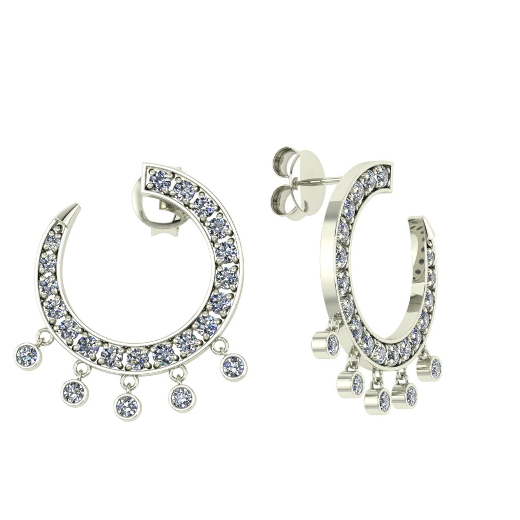 White gold curve diamond earrings