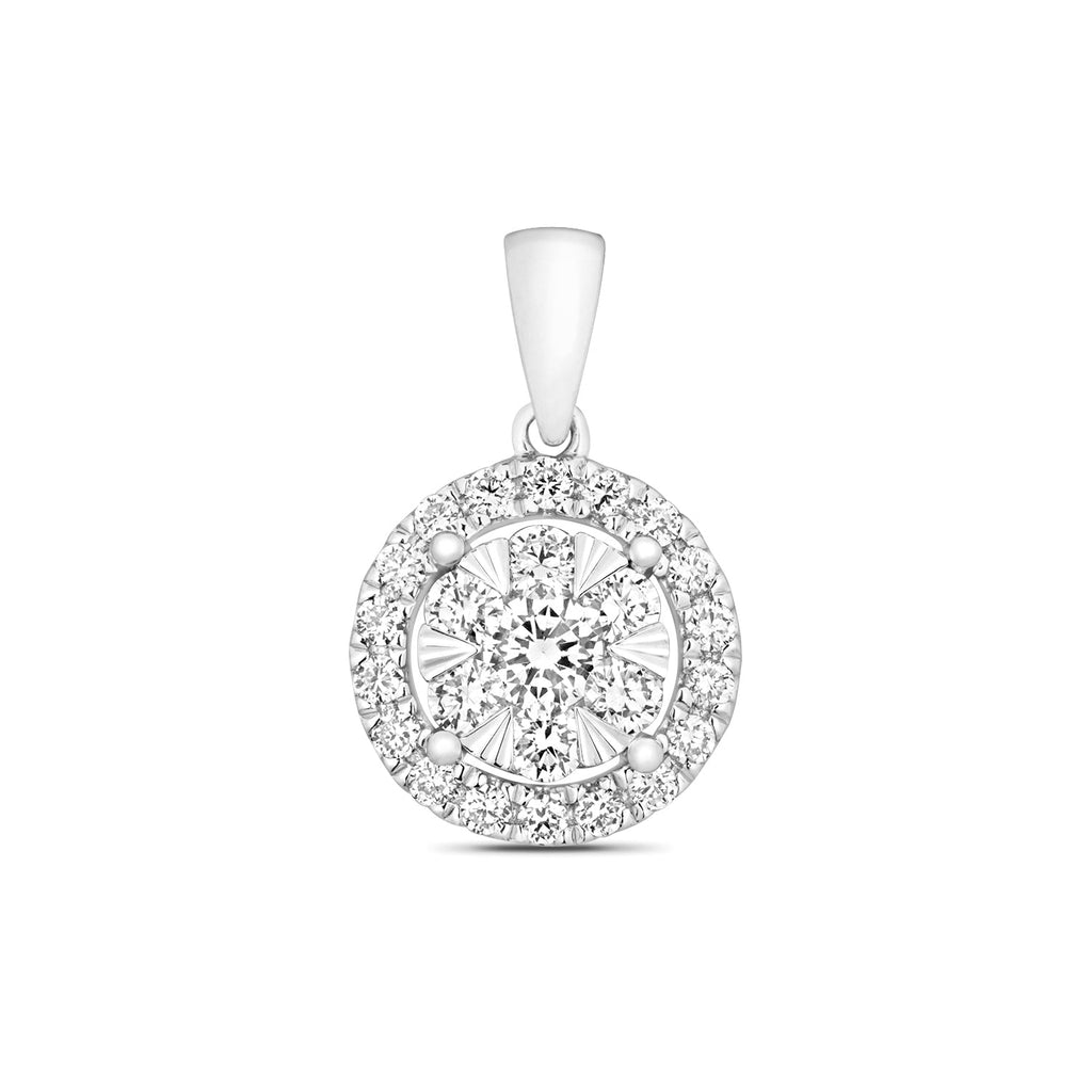 PDQ149W - DIAMOND BRILLIANT HALO PENDANT IN 18CT WHITE GOLD