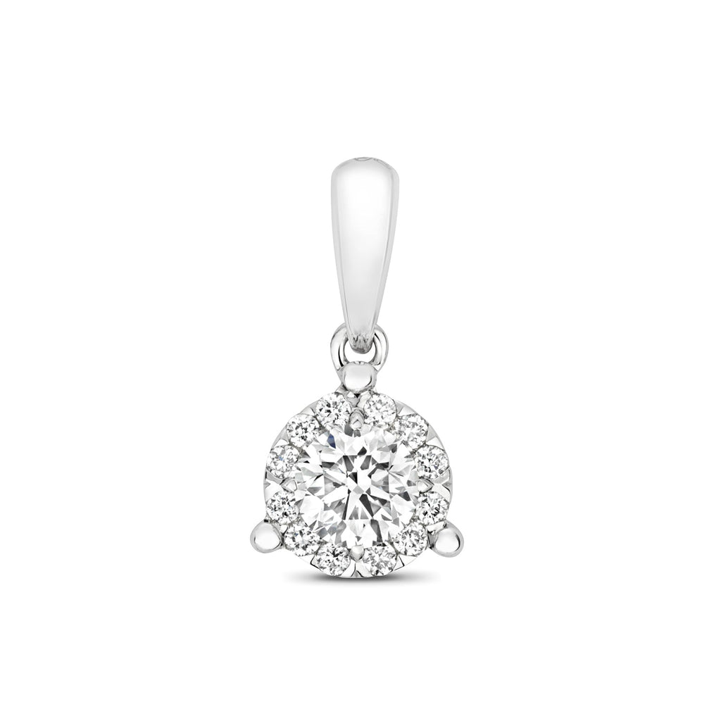 PDQ151W - DIAMOND BRILLIANT 3 CLAW PENDANT IN 18CT WHITE GOLD