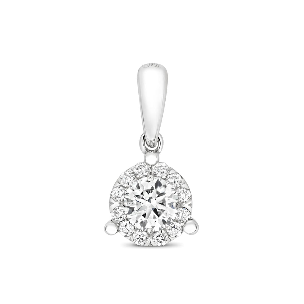 PDQ152W - DIAMOND BRILLIANT 3 CLAW PENDANT IN 18CT WHITE GOLD