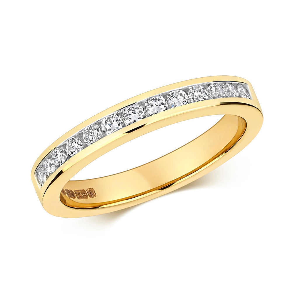 DIAMOND CHANNEL SET HALF ETERNITY RING IN 18CT GOLD