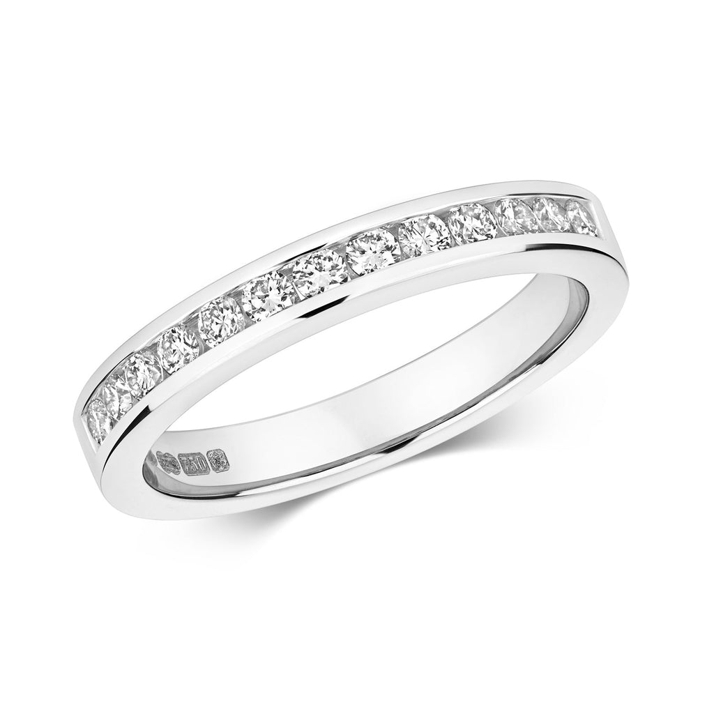 DIAMOND CHANNEL SET HALF ETERNITY RING IN 18CT WHITE GOLD