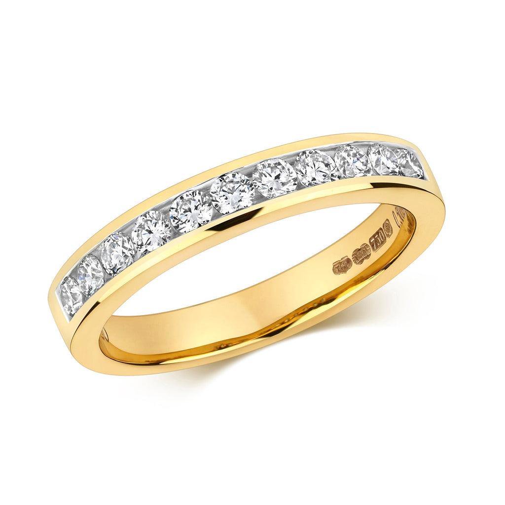 DIAMOND CHANNEL SET HALF ETERNITY RING IN 18CT GOLD