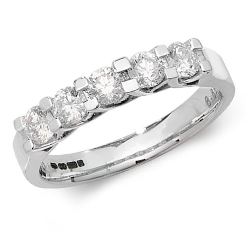 DIAMOND 5 STONE CLAW SET ETERNITY RING IN 18CT WHITE GOLD