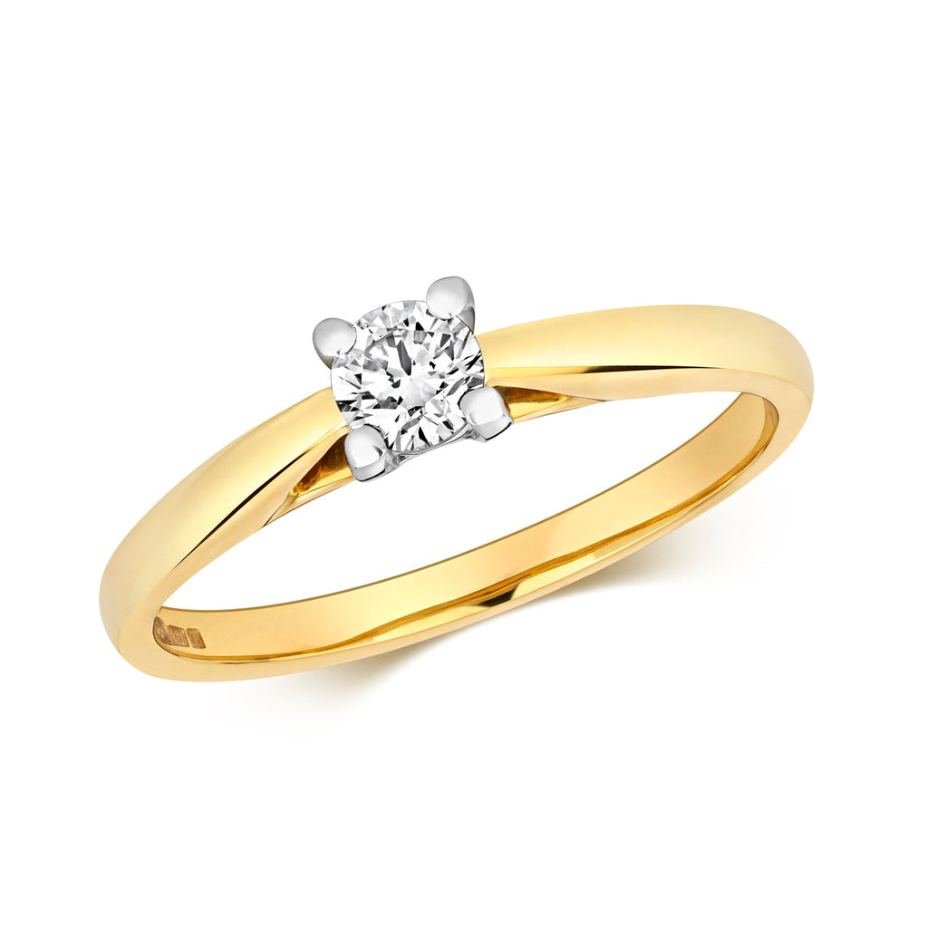 DIAMOND 4 CLAW SET SOLITAIRE ENGAGEMENT RING IN 18CT GOLD