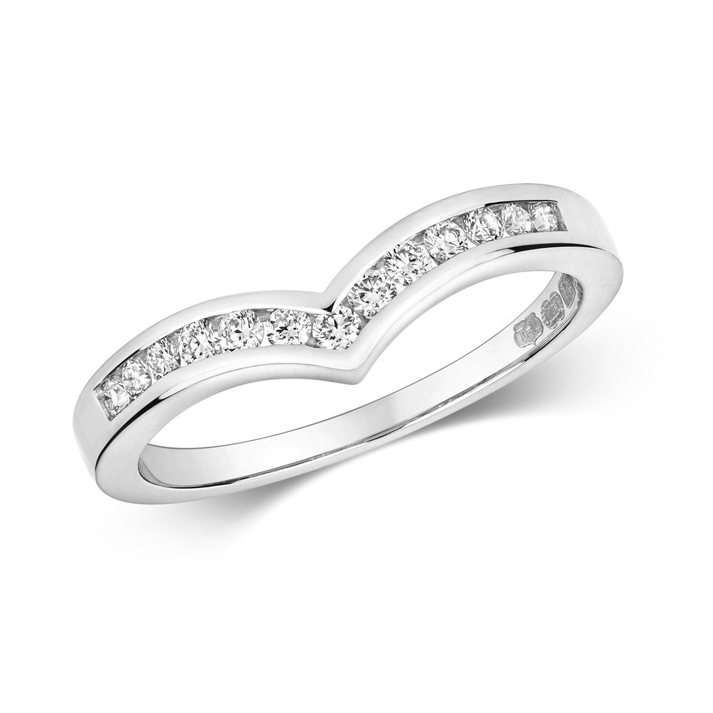 DIAMOND CHANNEL SET WISHBONE RING IN 18CT WHITE GOLD