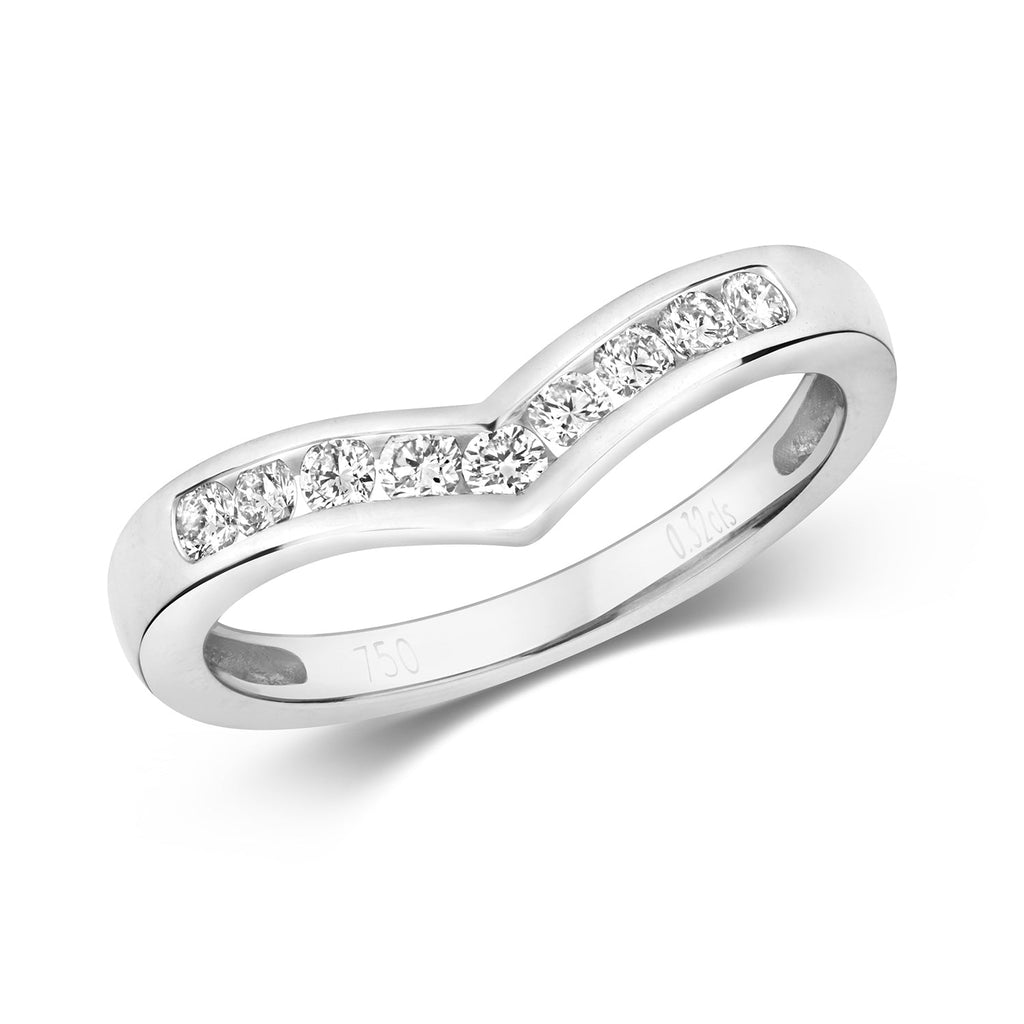 DIAMOND CHANNEL SET WISHBONE RING IN 18CT WHITE GOLD